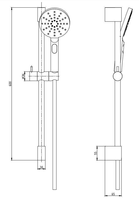 Monza Slide Rail Kit with 122mm 3-Spray Handshower