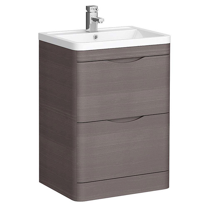 Monza Stone Grey Floor Standing Sink Vanity Unit + Toilet Package  Profile Large Image