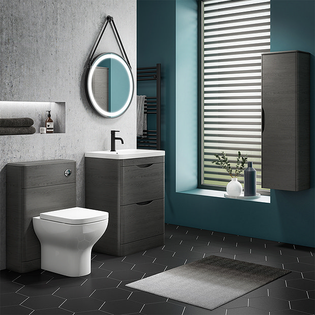 Monza Stone Grey Floor Standing Vanity Bathroom Furniture Package