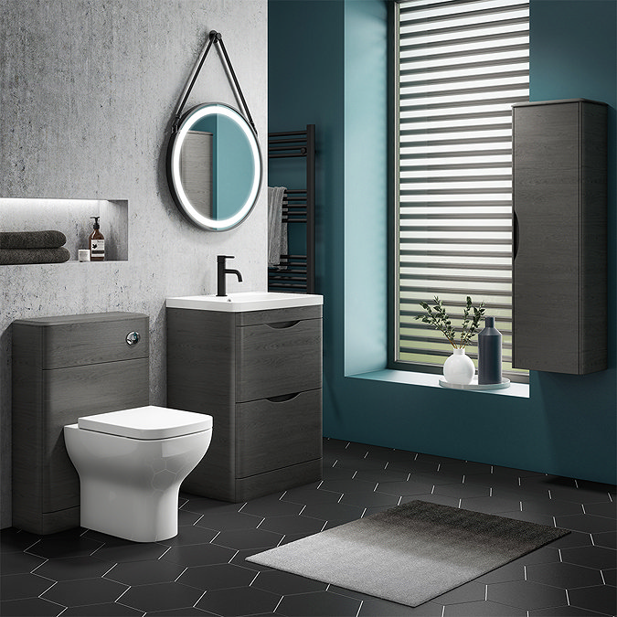 Monza Stone Grey Floor Standing Vanity Bathroom Furniture Package Large Image