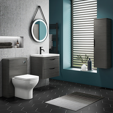 Monza Stone Grey Wall Hung Vanity Bathroom Furniture Package  Profile Large Image
