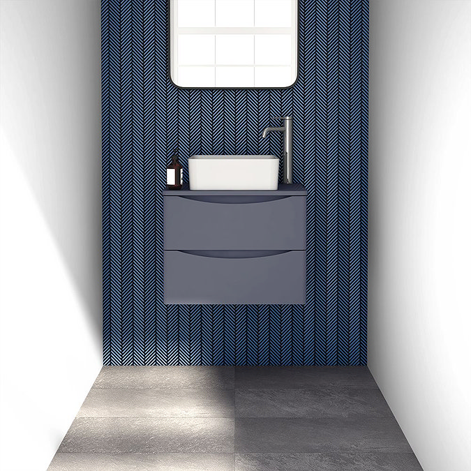 Monza Wall Hung Countertop Vanity Unit (600mm Wide - Matt Grey)