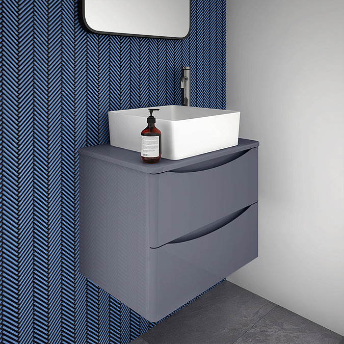 Monza Wall Hung Countertop Vanity Unit (600mm Wide - Matt Grey)