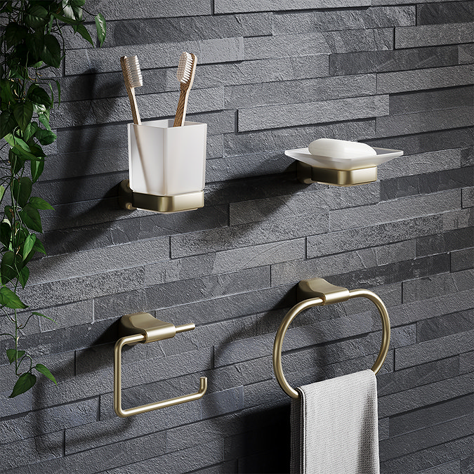 Monza Wall Mounted Glass Soap Dish - Brushed Brass