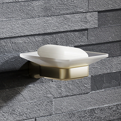 Monza Wall Mounted Glass Soap Dish - Brushed Brass