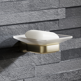 Monza Wall Mounted Glass Soap Dish - Brushed Brass