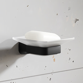 Monza Wall Mounted Glass Soap Dish - Matt Black