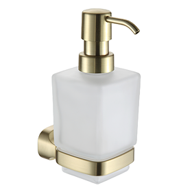 Monza Wall Mounted Glass Soap Dispenser - Brushed Brass