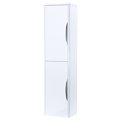 Radius Wall Mounted Tall Cupboard (Gloss White with Chrome Handles - W350 x D250mm)