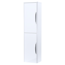 Radius Wall Mounted Tall Cupboard (Gloss White with Chrome Handles - W350 x D250mm)