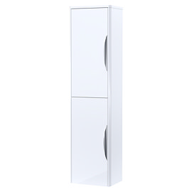 Radius Wall Mounted Tall Cupboard (Gloss White with Chrome Handles - W350 x D250mm)