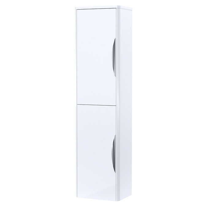 Radius Wall Mounted Tall Cupboard (Gloss White with Chrome Handles - W350 x D250mm)