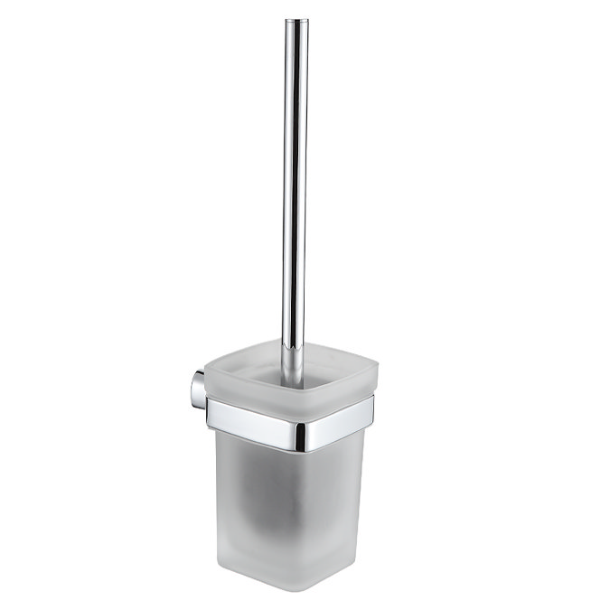 Monza Wall Mounted Toilet Brush with Frosted Glass and Polished Chrome Holder