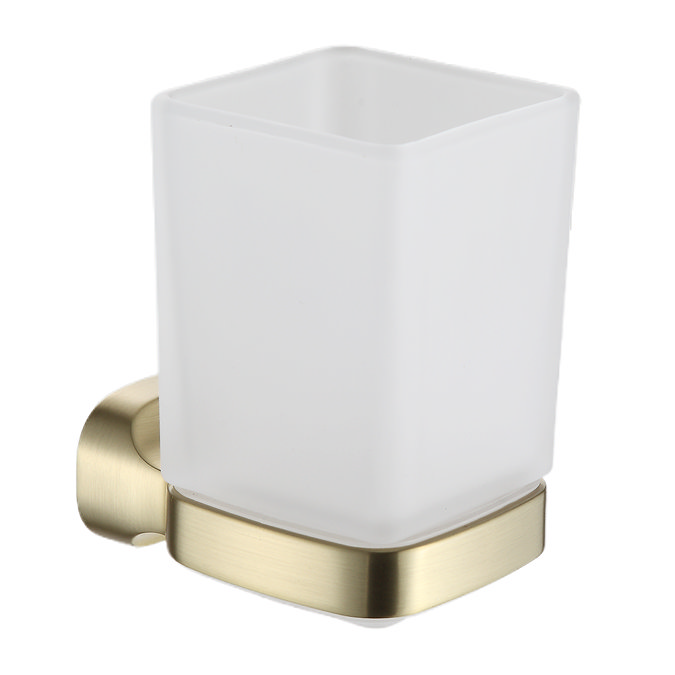 Monza Wall Mounted Toothbrush Holder - Brushed Brass and Glass