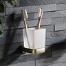 Monza Wall Mounted Glass Toothbrush Holder - Brushed Brass