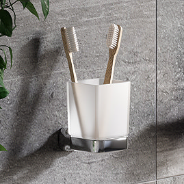 Monza Wall Mounted Glass Toothbrush Holder - Chrome