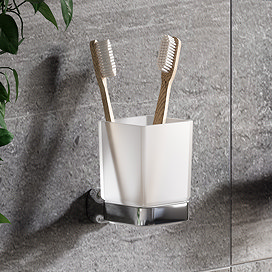 Monza Wall Mounted Glass Toothbrush Holder - Chrome