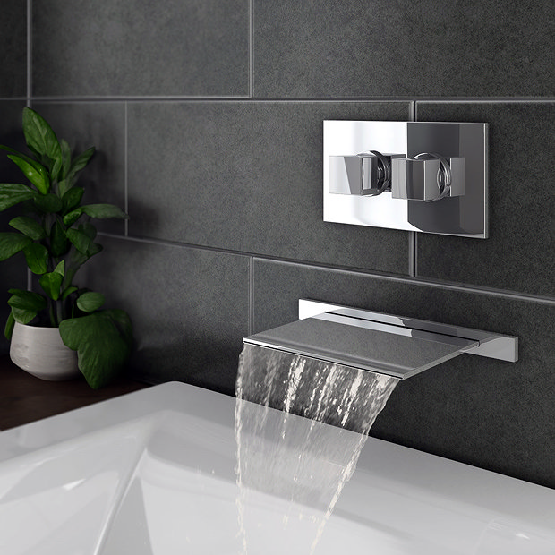 Monza Waterfall Wall Mounted Bath Tap With Concealed Thermostatic Valve