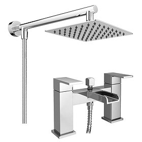 Monza Waterfall Bath Shower Mixer Inc. Overhead Rainfall Shower Head Large Image