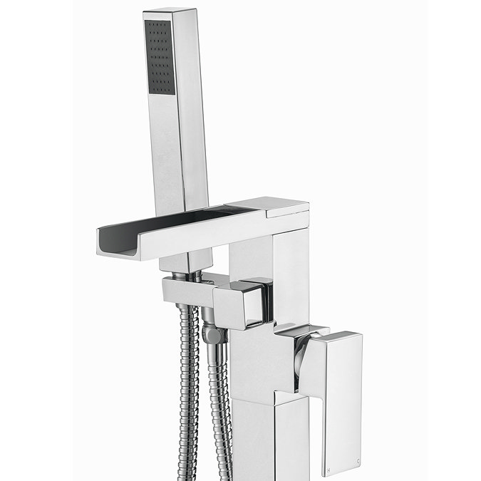 Monza Waterfall Floor Mounted Freestanding Bath Shower Mixer - Chrome  Feature Large Image