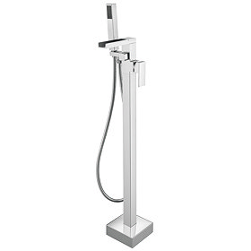 Monza Waterfall Floor Mounted Freestanding Bath Shower Mixer - Chrome Large Image