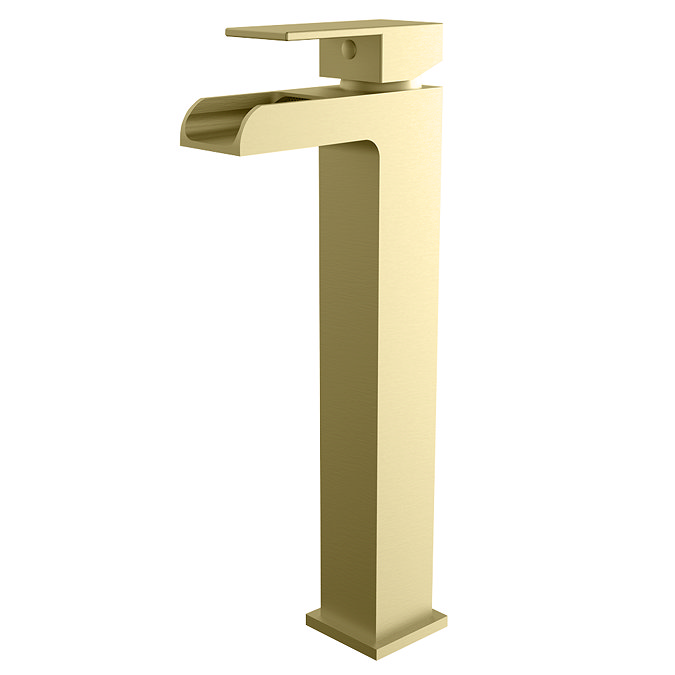 Monza Waterfall High Rise Mono Basin Mixer Tap Brushed Brass