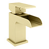 Monza Waterfall Mini Brushed Brass Basin Mixer Tap