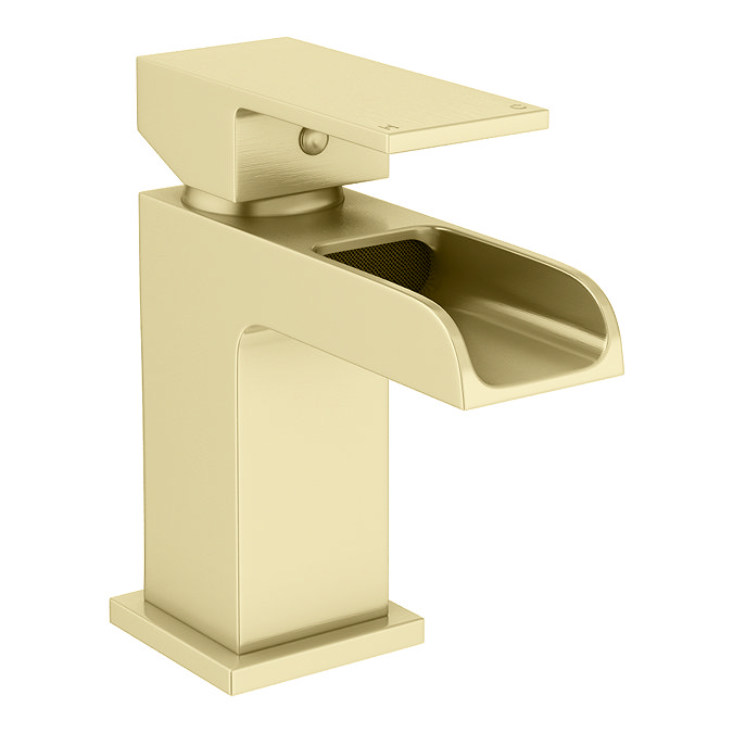 Monza Waterfall Square Brushed Brass Basin Mixer Tap