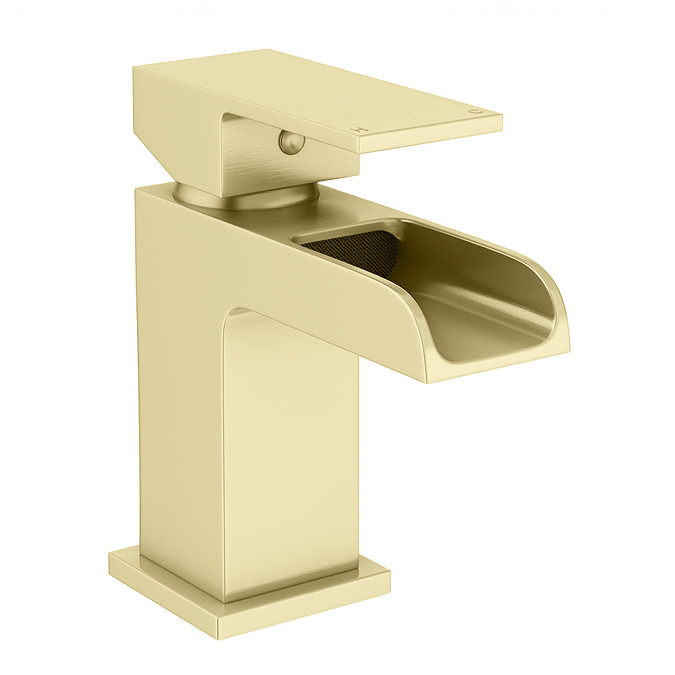 Monza Waterfall Square Brushed Brass Basin Mixer Tap