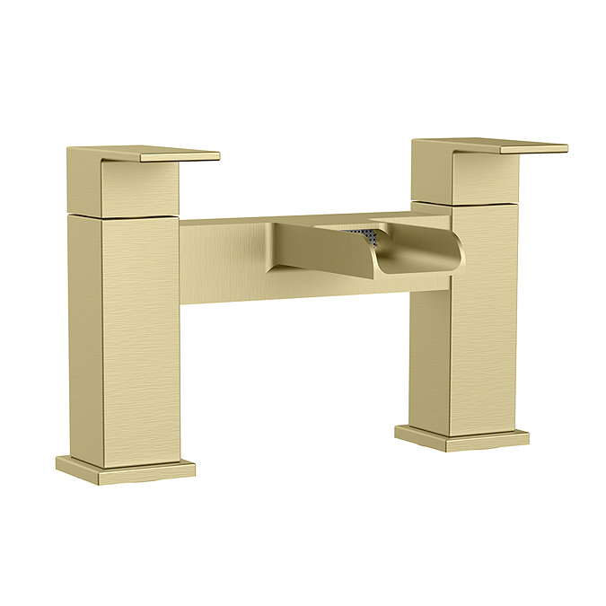 Monza Waterfall Square Brushed Brass Bath Filler