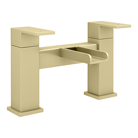 Monza Waterfall Square Brushed Brass Bath Filler