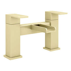 Monza Waterfall Square Brushed Brass Bath Filler