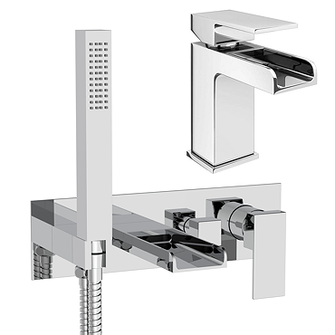 Plaza Waterfall Tap Package (Wall Mounted Bath Tap + Basin Tap)  Profile Large Image