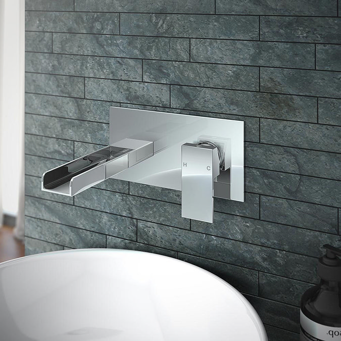 Monza Waterfall Wall Mounted Basin Mixer - Chrome  Profile Large Image