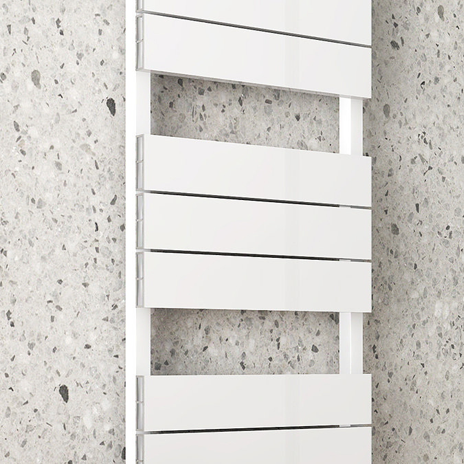 Monza White Aluminium Heated Towel Rail 1150 x 500mm Flat Panels  Profile Large Image