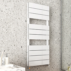 Monza White Aluminium Heated Towel Rail 1150 x 500mm Flat Panels Medium Image