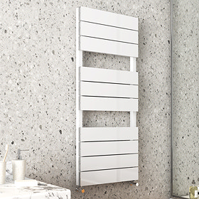 Monza White Aluminium Heated Towel Rail 1150 x 500mm Flat Panels Large Image