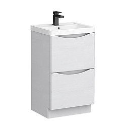 Monza White Ash 500mm Wide Floor Standing Vanity Unit