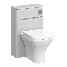 Monza White Ash 500mm WC Unit with Cistern & Gunmetal Grey Flush - Includes Modern Toilet Pan