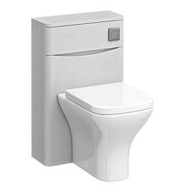 Monza White Ash 500mm WC Unit with Cistern & Gunmetal Grey Flush - Includes Modern Toilet Pan