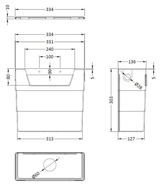 Monza White Ash 500mm Wide WC Unit with Cistern, Matt Black Flush + Modern Pan