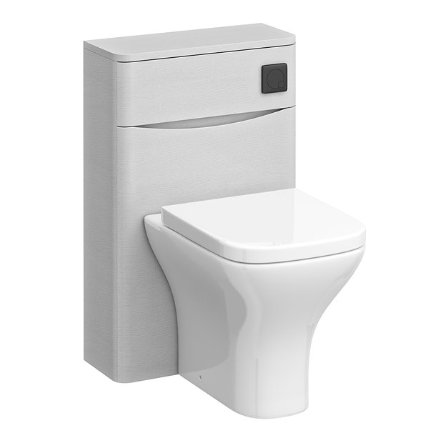High Rise Wc Unit Monza White Ash 500mm Wide WC Unit with Cistern, Matt Black Flush ...