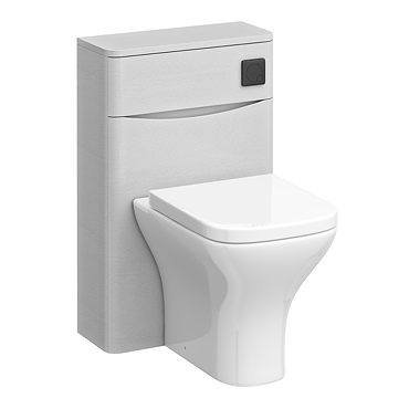 Monza White Ash 500mm Wide WC Unit with Cistern, Matt Black Flush + Modern Pan