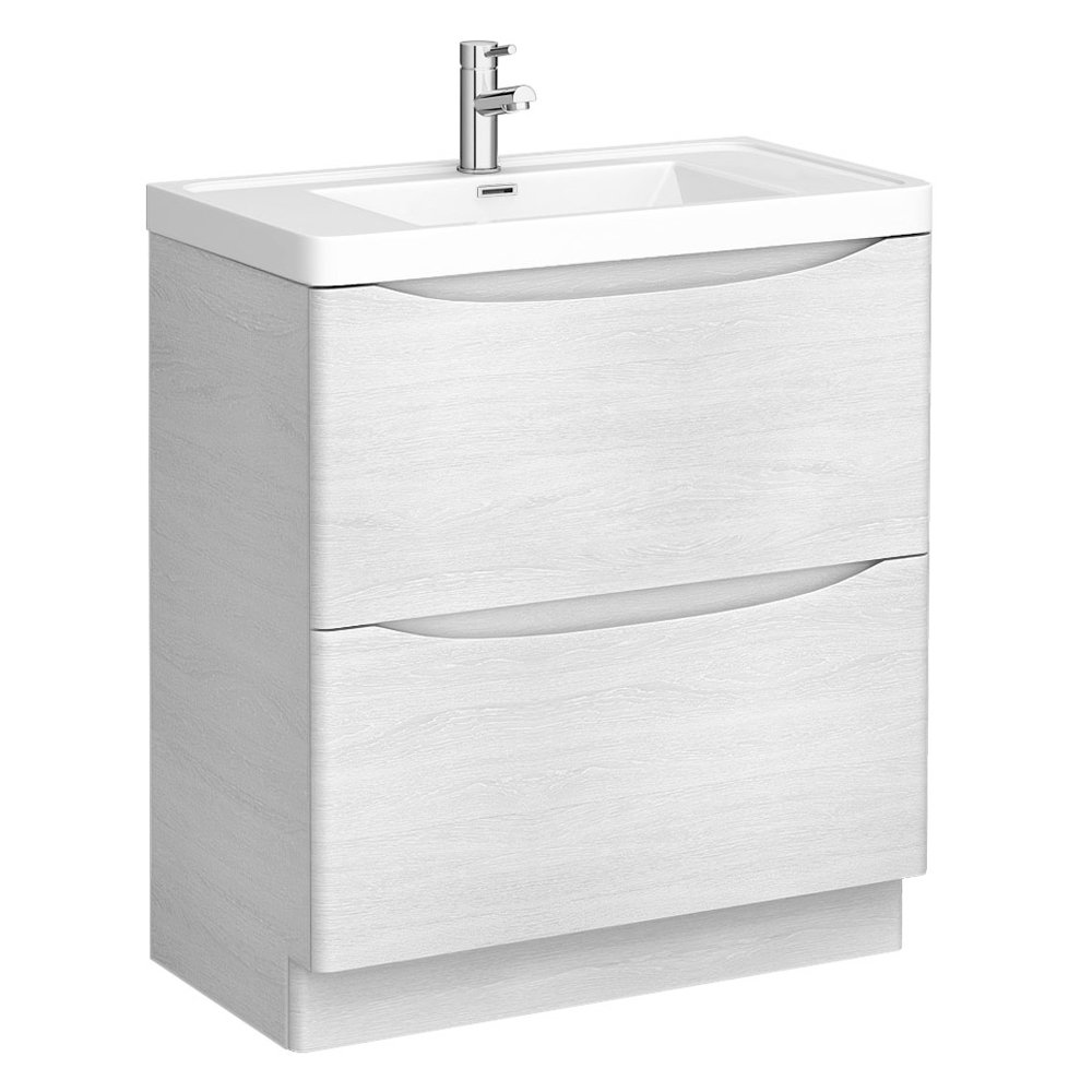 Monza White Ash 750mm Wide Floor Standing Vanity Unit | Victorian ...