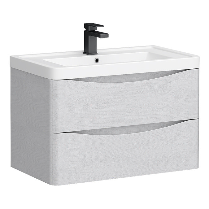 Monza White Ash 750mm Wide Wall Mounted Vanity Unit