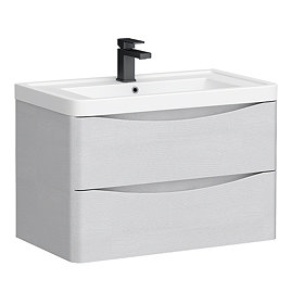 Monza White Ash 750mm Wide Wall Mounted Vanity Unit
