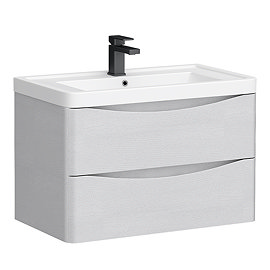 Monza White Ash 750mm Wide Wall Mounted Vanity Unit