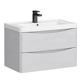 Monza White Ash 750mm Wide Wall Mounted Vanity Unit