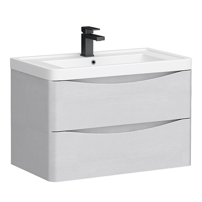 Monza White Ash 750mm Wide Wall Mounted Vanity Unit