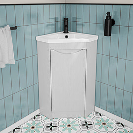 Monza White Ash Corner Floor Standing Vanity Unit